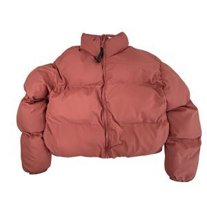 Fabletics Wander Cropped Puffer Jacket Size Small Cherry Mocha Mauve